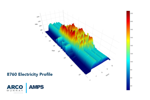 AMPS Proprietary Energy Application showing the 8760 Electricity Load Profile.