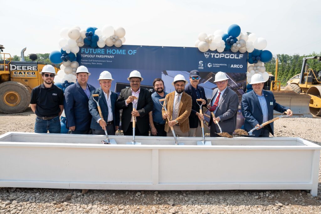Group of executives taking a photo at the Topgolf Parsippany groundbreaking on June 5, 2025. 
