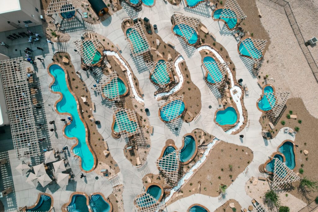 Aerial View of Mineral Pools at Zion Canyon Hot Springs