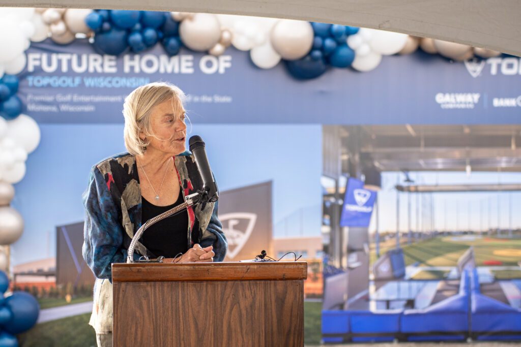 Mayor Nancy Moore gives remarks at the groundbreaking ceremony