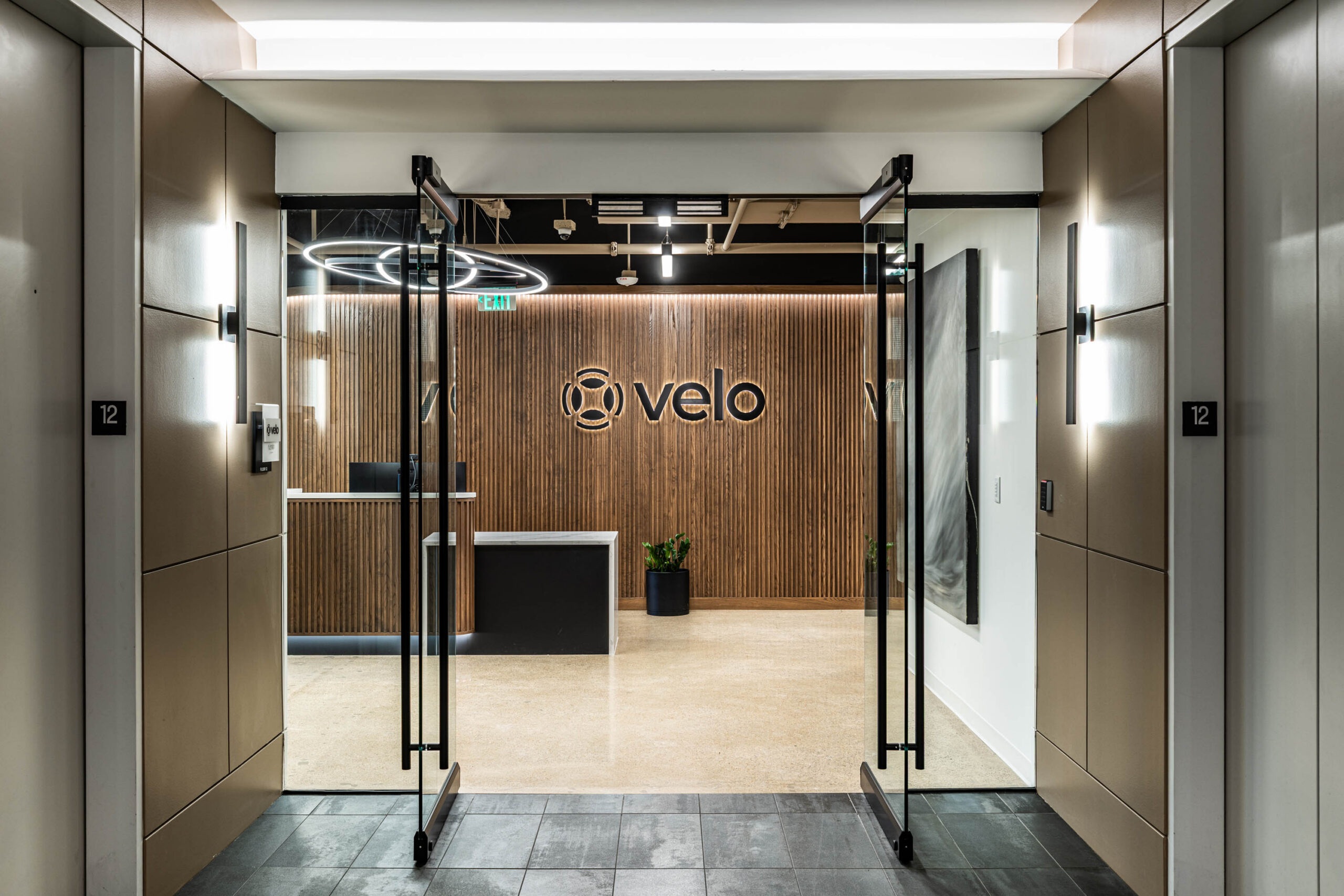 Velo IT Office Headquarter Construction Renovation Project by ARCO/Murray Dallas - Reception Area Wide