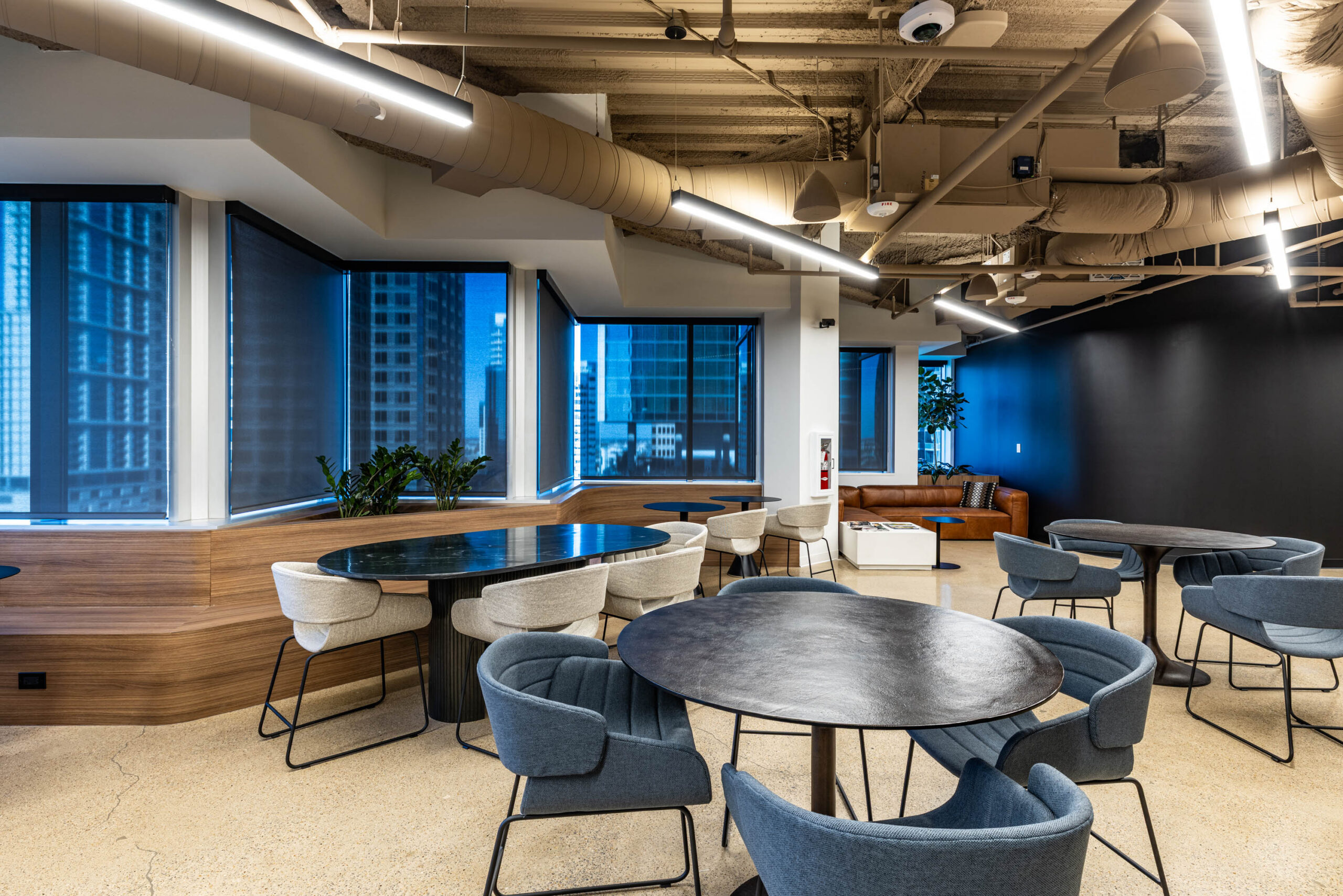 Velo IT Office Headquarter Construction Renovation Project by ARCO/Murray Dallas - Break Area Window Angle