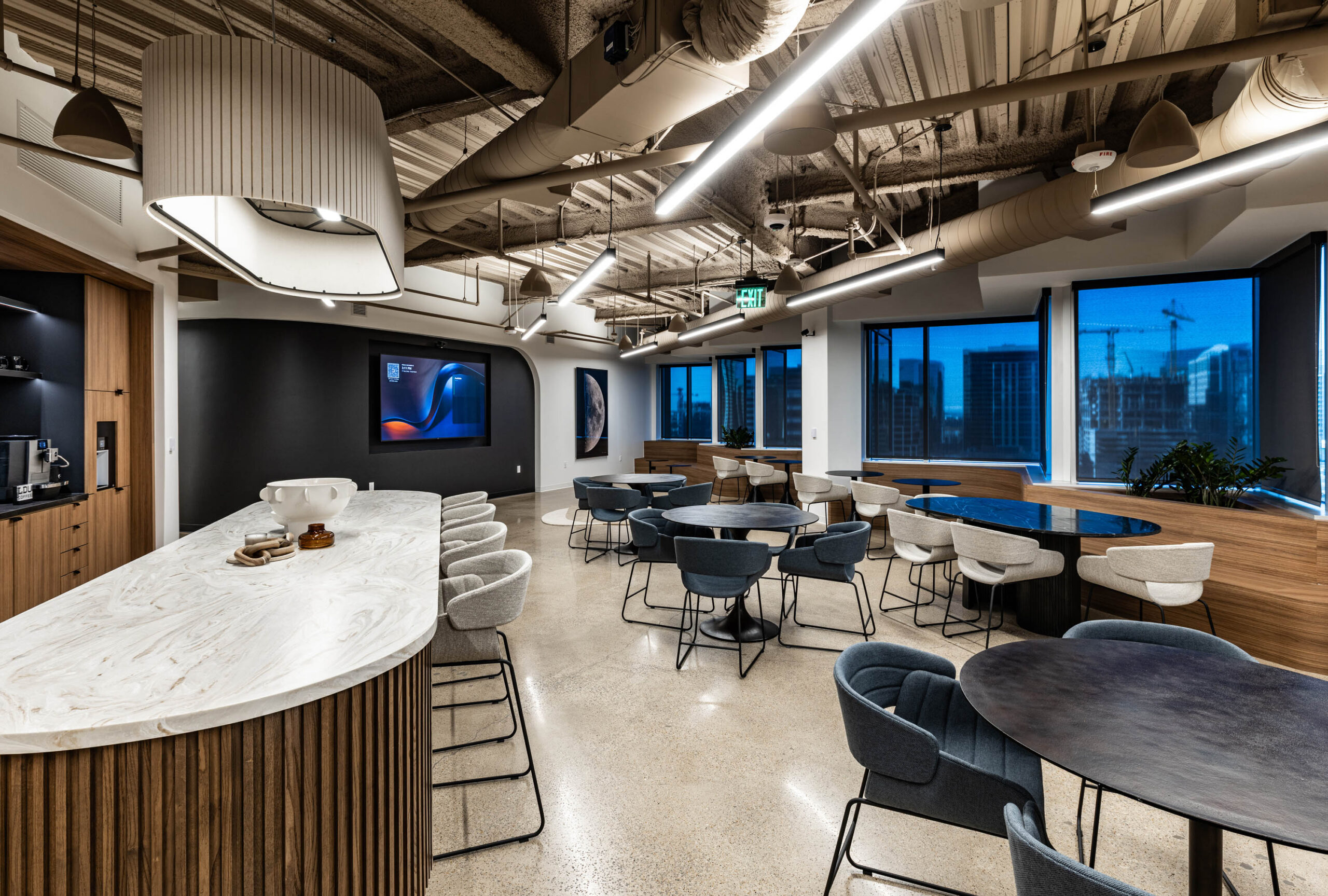 Velo IT Office Headquarter Construction Renovation Project by ARCO/Murray Dallas - Break Room Different Angle