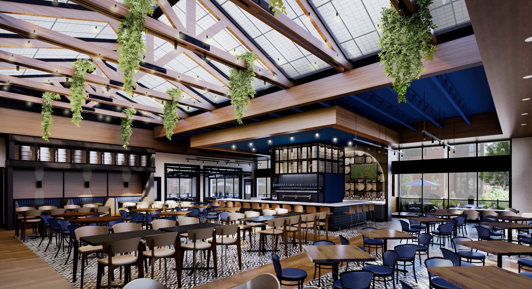 Fatpour American Sports Bar and Restaurant Construction - ARCO/Murray General Contractor - Full Dining Rendering