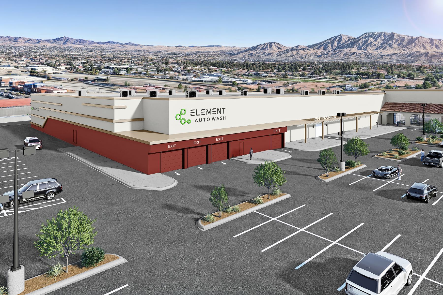 Element Auto Wash Car Wash Construction Project by ARCO/Murray's Automotive Team - Exterior Dusk Rendering