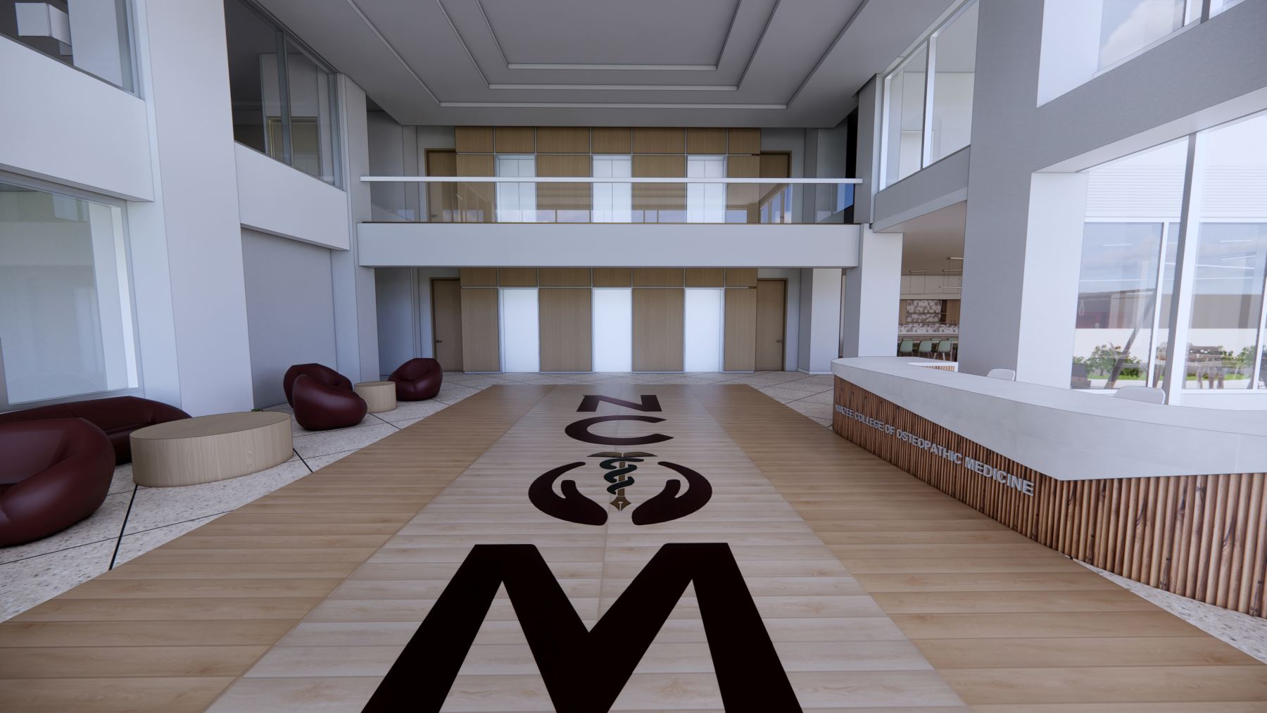 NCOM healthcare vocational school construction conversion project - Entry View 1 rendering