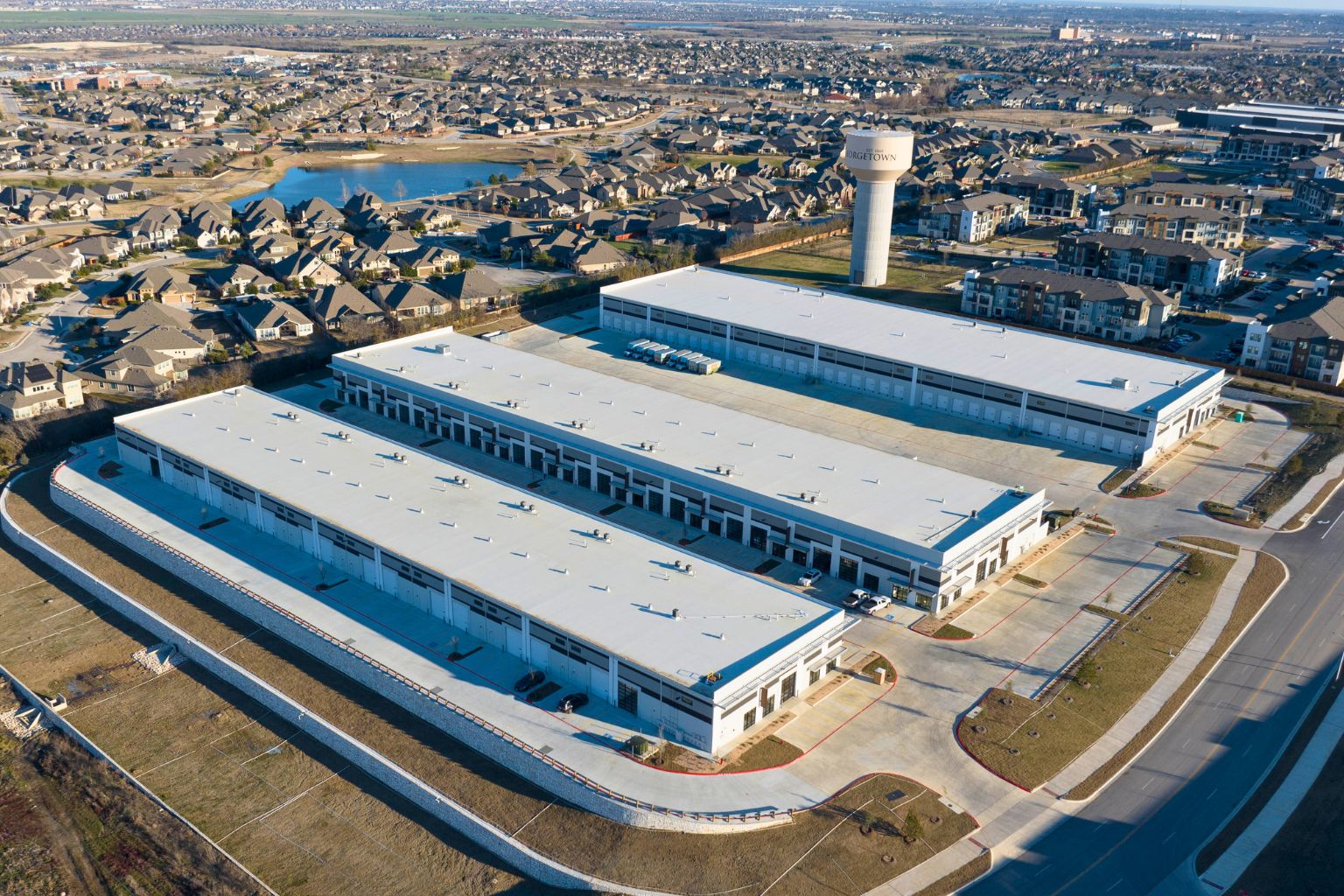 Westinghouse Business Park shallow bay industrial park aerial view