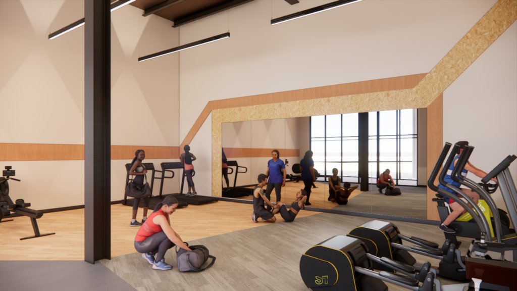 Rendering of Fitness Center within West Memphis Recreation and Aquatics Center