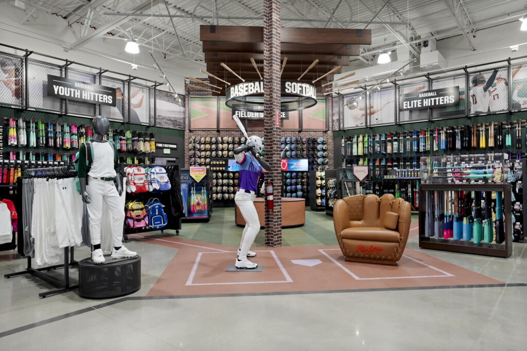 Interior baseball showroom at DICK’S House of Sport in Thornton, Colorado