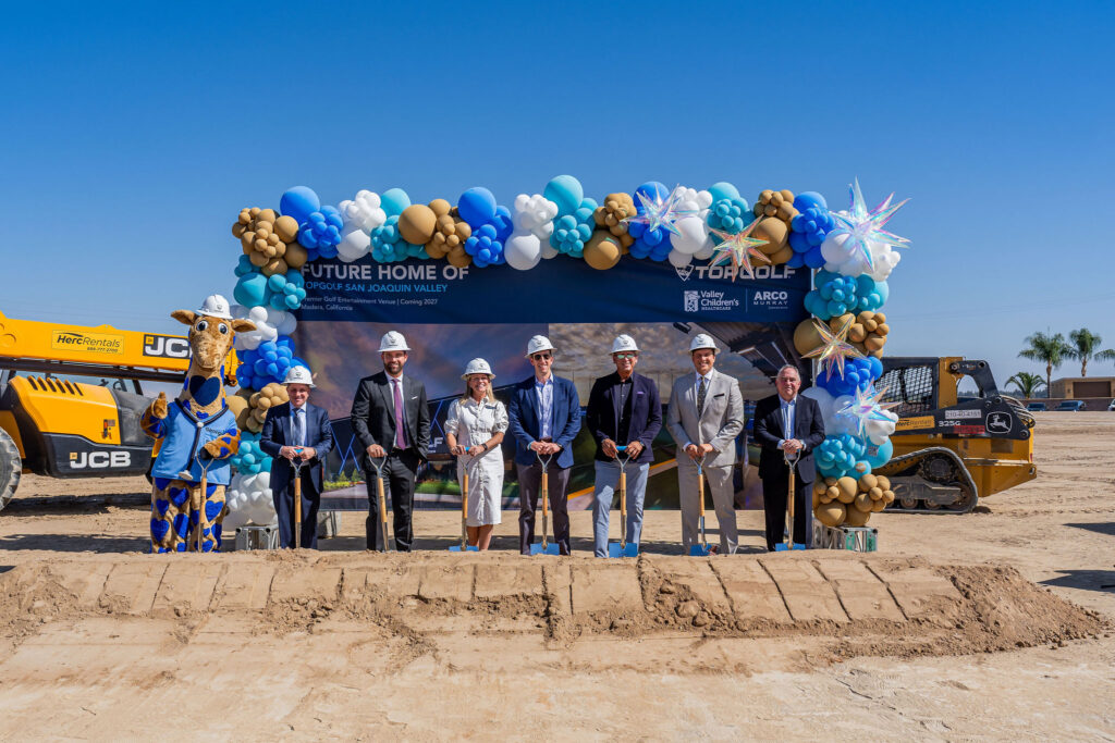 ARCO team, Topgolf team and Valley Children's Hospital team pose together at the shovel ceremony at the Topgolf San Joaquin Groundbreaking